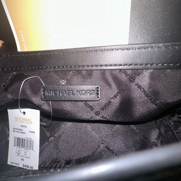 NWT‎ MICHAEL MICHAEL KORS KATYA MEDIUM FLAP CROSSBODY CROC-EMBOSSED IN BLACK - Picture 9 of 11